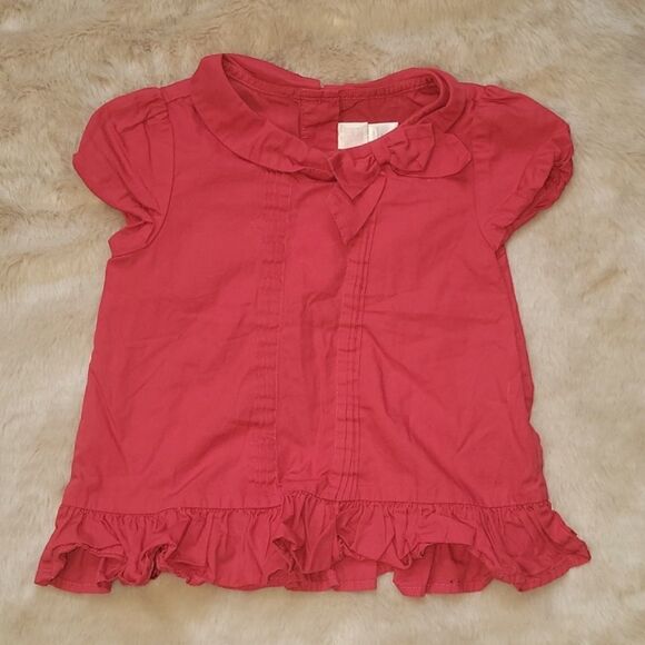 JANIE AND JACK RED COTTON RUFFLE HEM TOP, SIZE 3 - Picture 1 of 6
